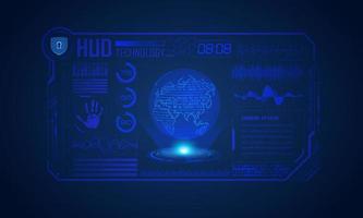 Modern HUD Technology Screen Background with blue globe vector