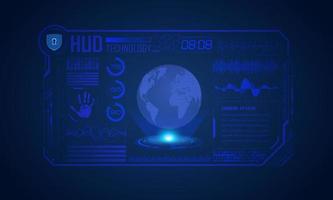 Modern HUD Technology Screen Background with blue globe vector