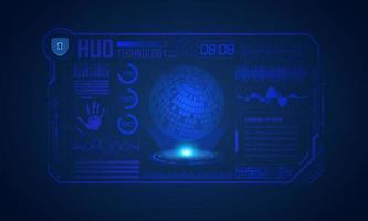 Modern HUD Technology Screen Background with blue globe vector