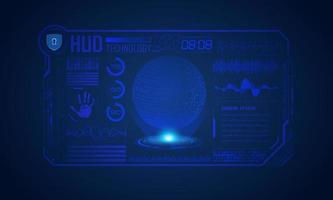 Modern HUD Technology Screen Background with blue globe vector