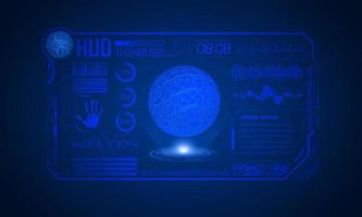 Modern HUD Technology Screen Background with blue globe vector