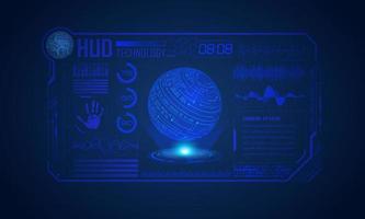 Modern HUD Technology Screen Background with blue globe vector