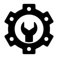 Spanner with gear icon concept of settings in trendy style vector
