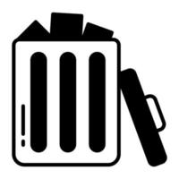 Vector icon of trash bin, garbage container in modern design style