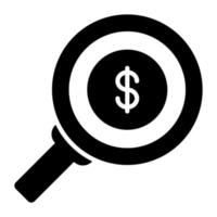 Dollar under Magnifying glass searching finance icon, business search icon vector