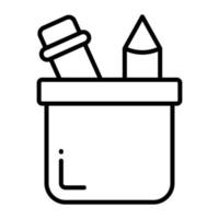 Pencil box vector icon, stationery tools box