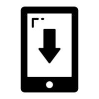 Down arrow with mobile showing concept of download vector