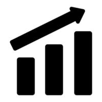 Growth chart with up arrow vector icon trendy style