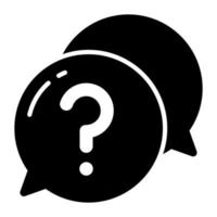 Question mark inside speech bubble vector icon