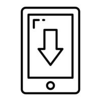 Down arrow with mobile showing concept of download vector