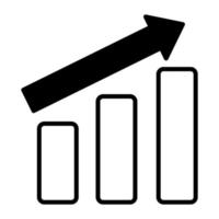 Growth chart with up arrow vector icon trendy style