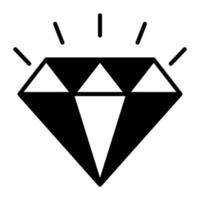 Diamond vector icon, carbon crystallized structure