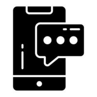 Bubble and phone vector icon of mobile chat in trendy style