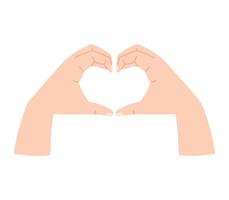 Hands making a heart shape with their fingers. Vector isolated cartoon illustration.