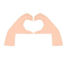 Hands making a heart shape with their fingers. Vector isolated cartoon illustration.