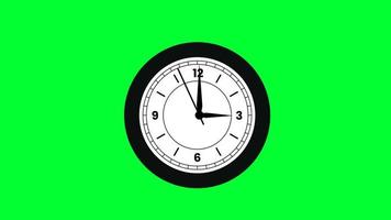 Wall Clock hanging on wall 2d cartoon animation 4k Green screen. Twin bell timepiece Clock walking Timelapse. Alarm clock on desk for wake up. Hour Minute Second hands means hope and beginning day. video