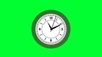 Wall Clock hanging on wall 2d cartoon animation 4k Green screen. Twin bell timepiece Clock walking Timelapse. Alarm clock on desk for wake up. Hour Minute Second hands means hope and beginning day. video