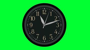 Wall Clock hanging on wall 2d cartoon animation 4k Green screen. Twin bell timepiece Clock walking Timelapse. Alarm clock on desk for wake up. Hour Minute Second hands means hope and beginning day. video