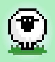 8 bit pixel sheep. Animal for game assets and cross stitch pattern, in vector illustration