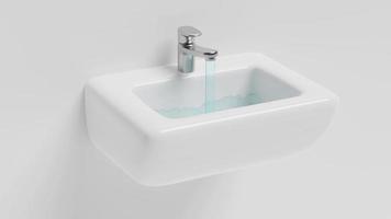 water overflowing in the sink, wash basin, 3d animation video