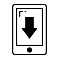 Down arrow with mobile showing concept of download vector