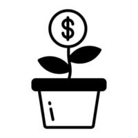 Money growth vector icon, money plant