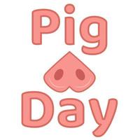 National Pig Day vector card, illustration with cute cartoon style piglet snout pattern background.