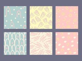 Vector set of six patterns and backgrounds