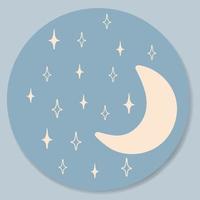 elementos de diseño decorativo. Luna y estrellas. plantillas vectoriales. logotipo de luna con estrellas, ilustración vectorial en estilo de arte lineal de línea de moda vector