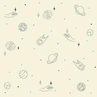 Seamless pattern. Cosmic objects set. Hand drawn vector doodles. Esoteric symbols. Space collection