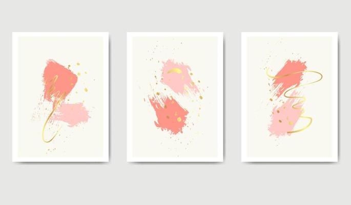Minimal Ggold splash abstract wall arts vector collection. Brush splash hand draw art design for wall framed prints, canvas prints, poster, home decor, cover, wallpaper