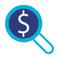 Magnifying glass and data analysis icon isolated on White background. Minimalism concept. vector