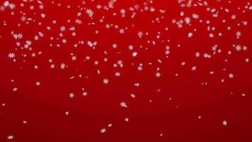 red background with snow, Snowflakes falling on the red background video