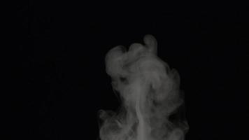 slow motion av vit rök, dimma, dimma, ånga på en svart bakgrund. video