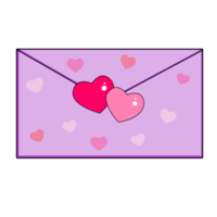 lila kuvert med hjärtan png