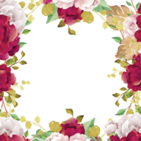 vattenfärg vinröd blommor ram png