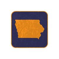 Iowa state map square with grunge texture. Vector illustration.