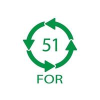 Bio material recycling code 51 FOR. Vector Illustration