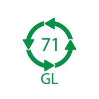 Green Glass recycling code 71 GL. Vector illustration