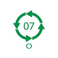 O 07 recycling code symbol. Plastic recycling vector polyethylene sign.