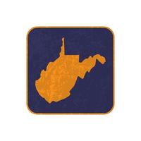 West Virginia state map square with grunge texture. Vector illustration.