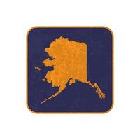 Alaska state map square with grunge texture. Vector illustration.