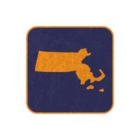 Massachusetts state map square with grunge texture. Vector illustration.