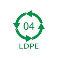 LDPE 04 recycling code symbol. Plastic recycling vector low density polyethylene sign.