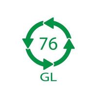 Crystal Glass recycling code 76 GL. Vector illustration