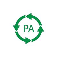 Plastic recycling symbol PA polyamide, vector illustration