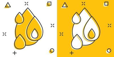 icono de gota de agua en estilo cómico. ilustración de vector de dibujos animados de blob sobre fondo blanco aislado. Concepto de negocio de signo de efecto de salpicadura de gota de lluvia.