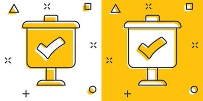 Checklist vector icon in comic style. Survey cartoon vector illustration in flat design on isolated background. Simple splash effect business concept pictogram.