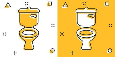 icono de la taza del inodoro en estilo cómico. ilustración de vector de dibujos animados de higiene sobre fondo aislado. concepto de negocio de signo de efecto de salpicadura de baño wc.