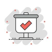 Checklist vector icon in comic style. Survey cartoon vector illustration in flat design on isolated background. Simple splash effect business concept pictogram.